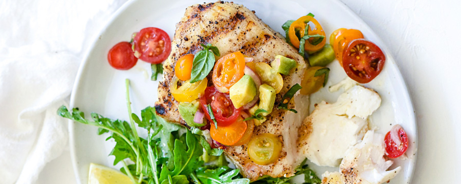 Grilled Halibut with Tomato Avocado Salsa - Sendik's Fine Foods